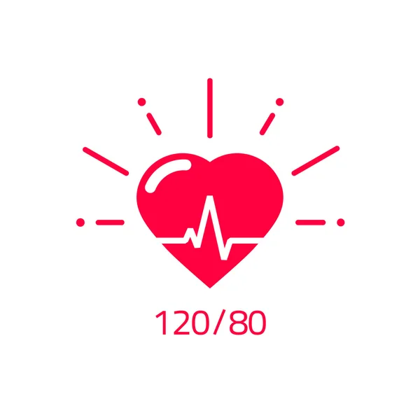 Icono de vector de presión arterial, buen logotipo del corazón de salud, pulso saludable — Archivo Imágenes Vectoriales