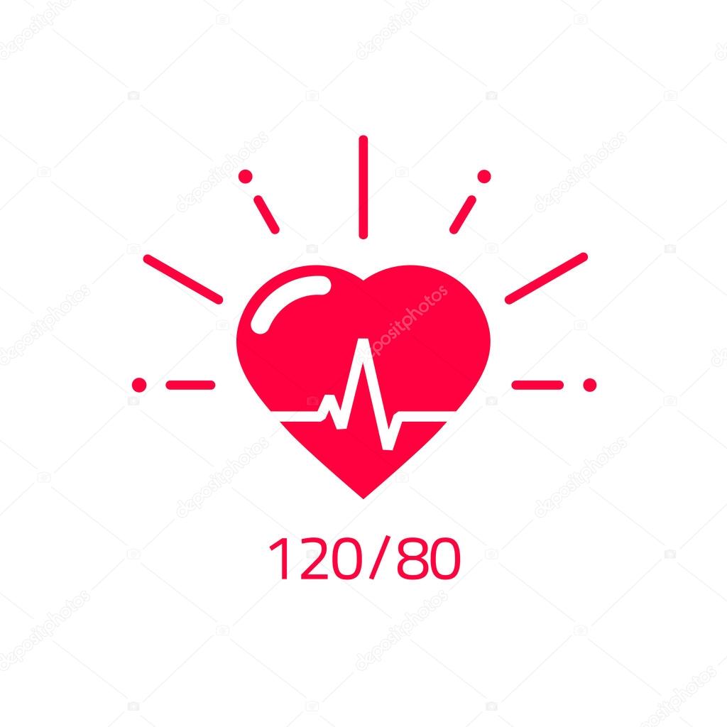 Blood pressure vector icon, good health heart logo, healthy pulse