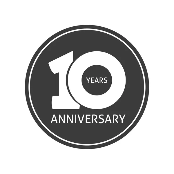 Vetor de etiqueta de aniversário de 10 anos, etiqueta de logotipo de aniversário de 10 anos — Vetor de Stock