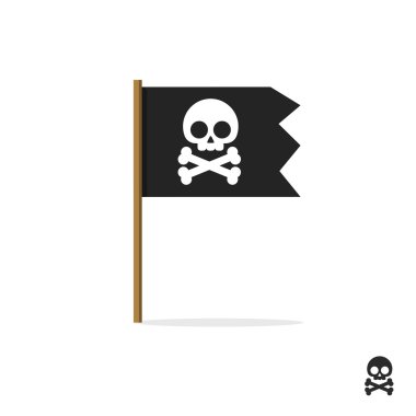 Korsan bayrağı vektör sembolü simgesi, kafatası çapraz kemikleri, kemikler şekil etiketi