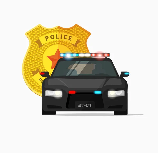 Illust do vetor do carro da polícia, auto do policial, automóvel urbano da patrulha — Vetor de Stock