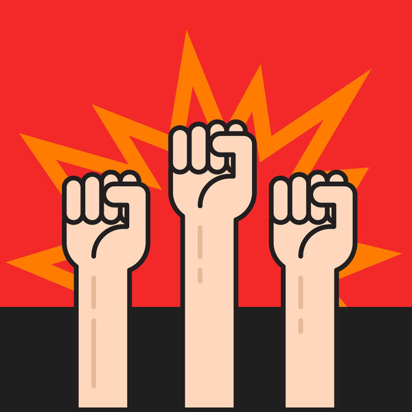 Руки вверх, знак протеста, толпа протестующих, революционная война
