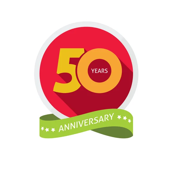 Logotipo de aniversário de cinquenta anos, etiqueta de etiqueta de aniversário de 50 anos — Vetor de Stock