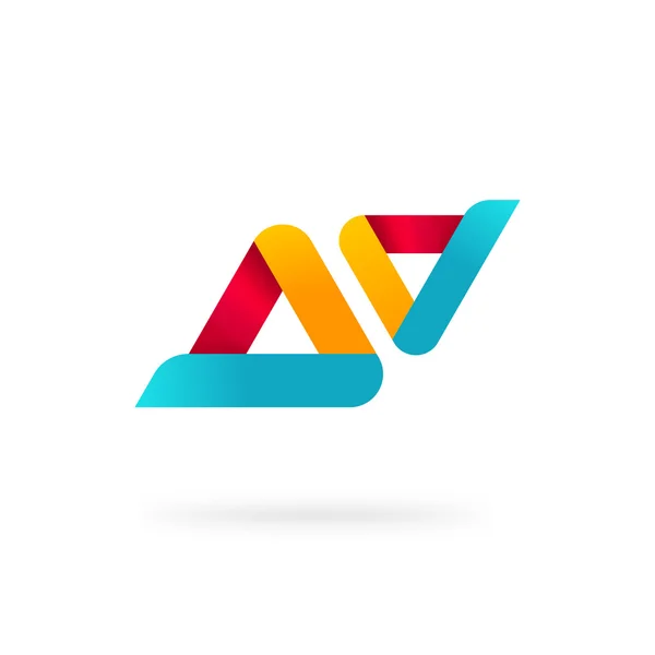Abstracte twee afgeronde kleurrijke geometrische driehoeken vector logo sjabloon — Stockvector