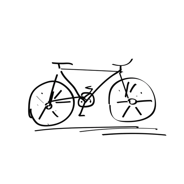 Bicycle handdrawn sketch isolated on white, black doodle bike drawing — Stock Vector