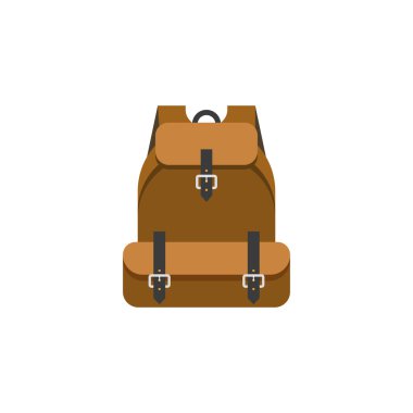 Sırt çantası hiking vektör çizim, dağ sırt çantası simgesini kamp düz izole