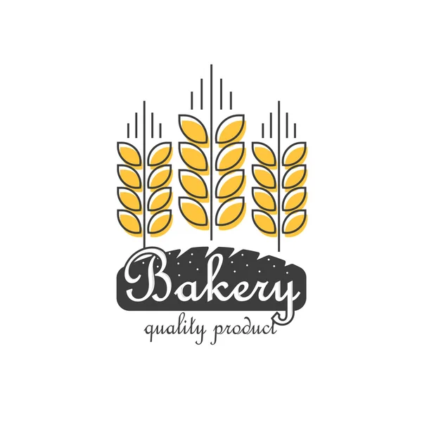 Bakery logo vector isolated, line outline wheat bread food logotype — Stock Vector