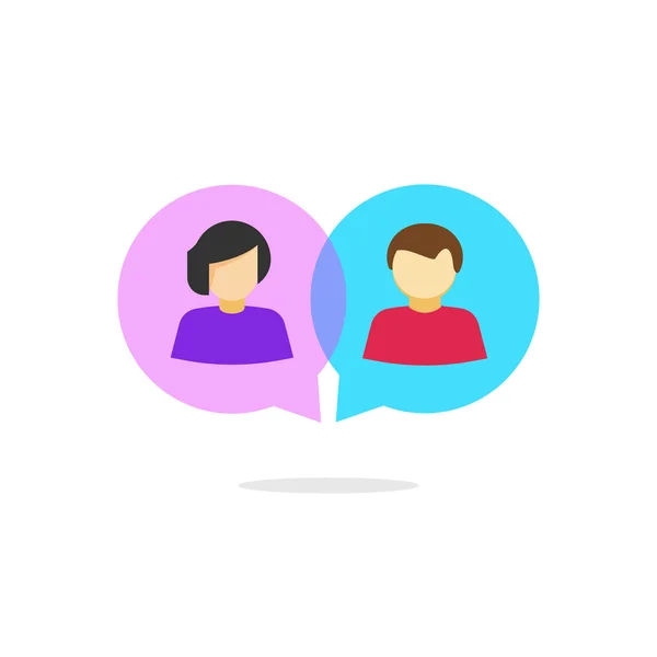 Online-Chat-Vektor-Logo isoliert, abstrakte Chats zwischen Mann und Frau — Stockvektor
