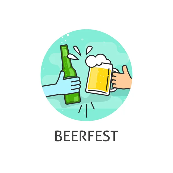 Cerveza festival vector logo aislado, contorno plano etiqueta beerfest — Archivo Imágenes Vectoriales