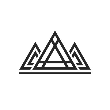 Soyut kutsal geometri üçgen logo imza izole üzerinde beyaz arka plan