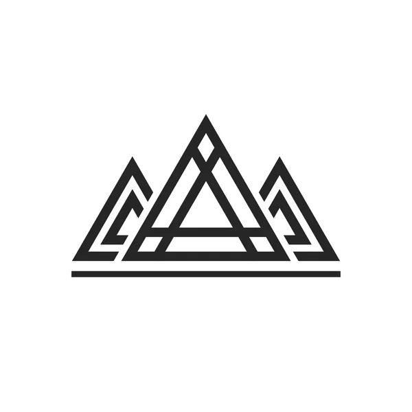 Tanda logo segitiga geometri suci abstrak diisolasi pada latar belakang putih - Stok Vektor