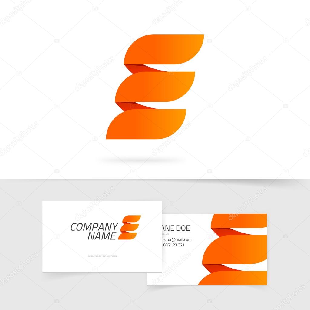 Abstract elegant orange letter E logo isolated on white background in fire style, concept of power energy sign, elegance geometric brand ribbon, creative trendy element design