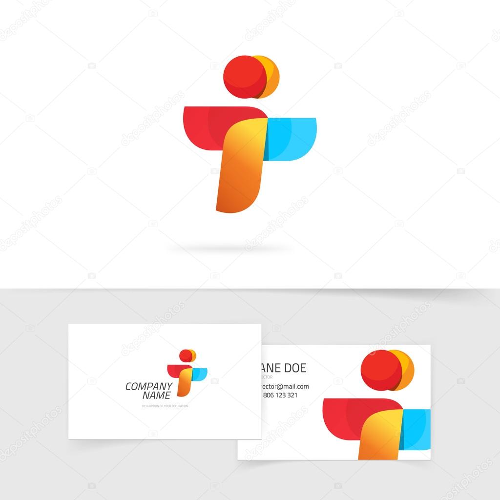 Two element abstract vector logo and business card design