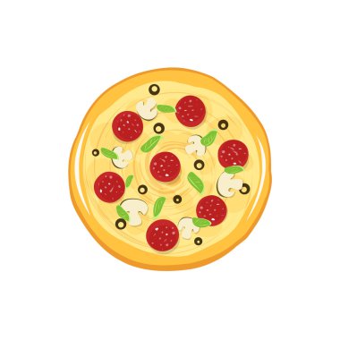Beyaz arka plan üzerinde izole yuvarlak pizza vektör simgesi