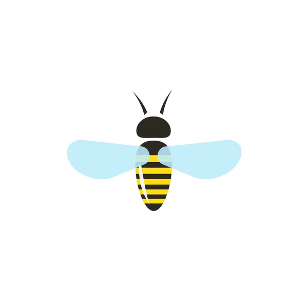 Vector de abeja aislado sobre fondo blanco, plano abejorro volando — Vector de stock