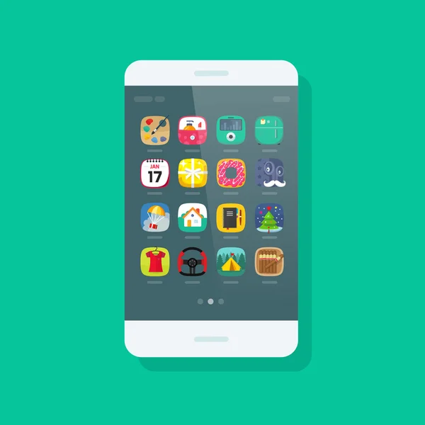 Smartphone vector geïsoleerd, mobiele telefoon met app pictogrammen op het scherm — Stockvector