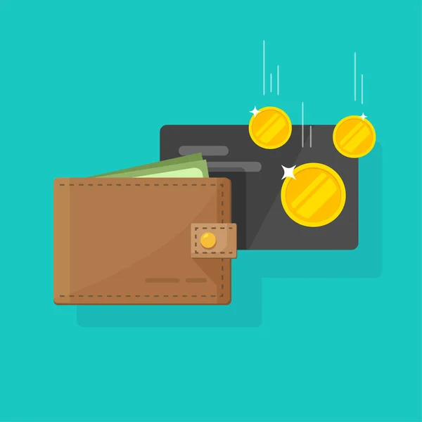 Δερμάτινο πορτοφόλι με χρήματα και πιστωτική κάρτα φορέα εισοδήματος μετρητά, έννοια των κερδών, επιτυχία συναλλαγές επίπεδη κινούμενα σχέδια μοντέρνο σχεδιασμό — Διανυσματικό Αρχείο