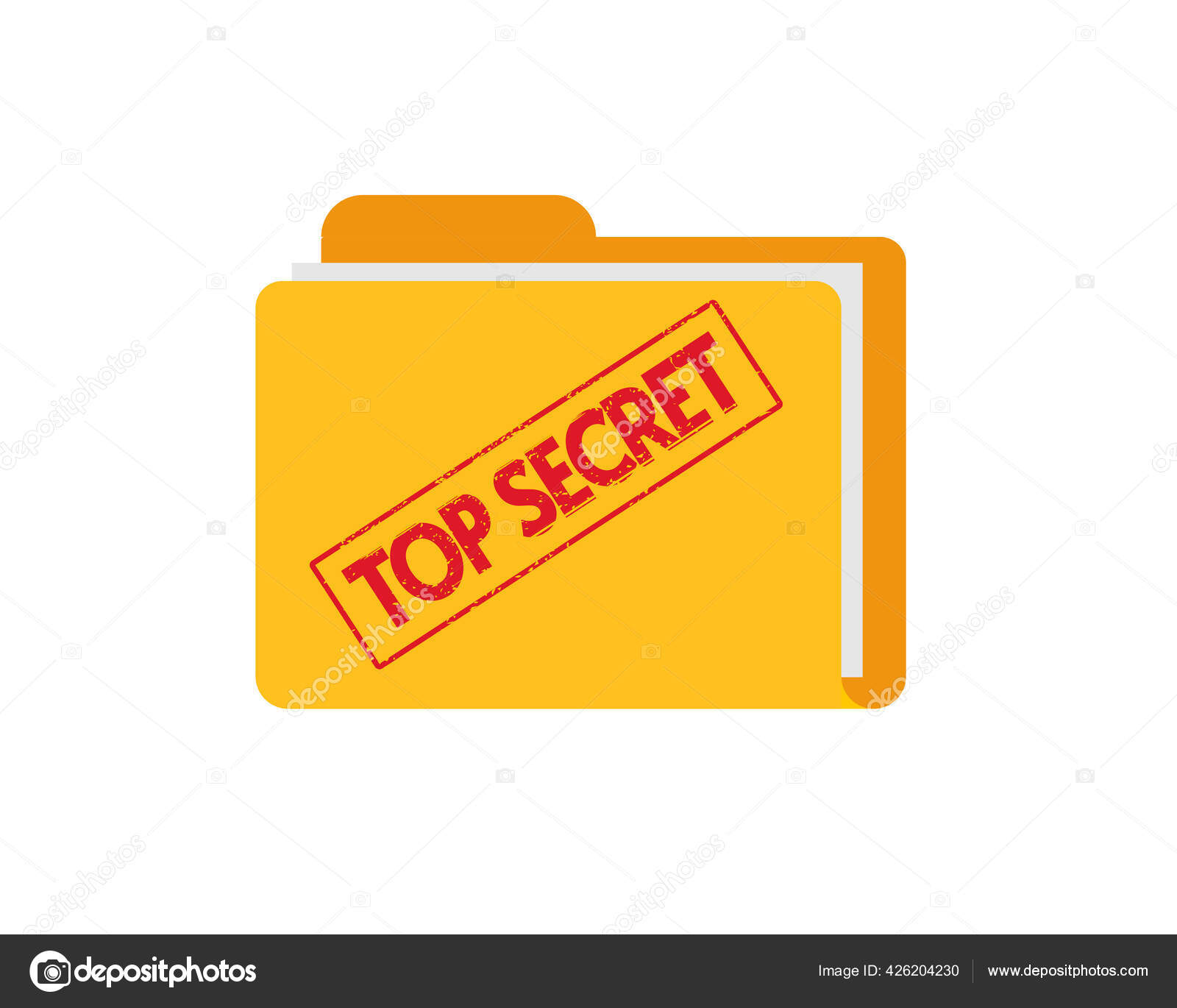 Top Secret Document Files Folder With Confidential Information Flat Icon Concept Of Spy Classified Report With Stamp Vector Image By C Vladwel Vector Stock