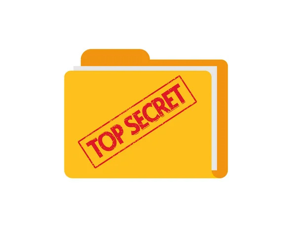 Folder ściśle tajnych dokumentów z poufnymi informacjami płaska ikona, koncepcja tajnego raportu szpiegowskiego ze znaczkiem — Wektor stockowy