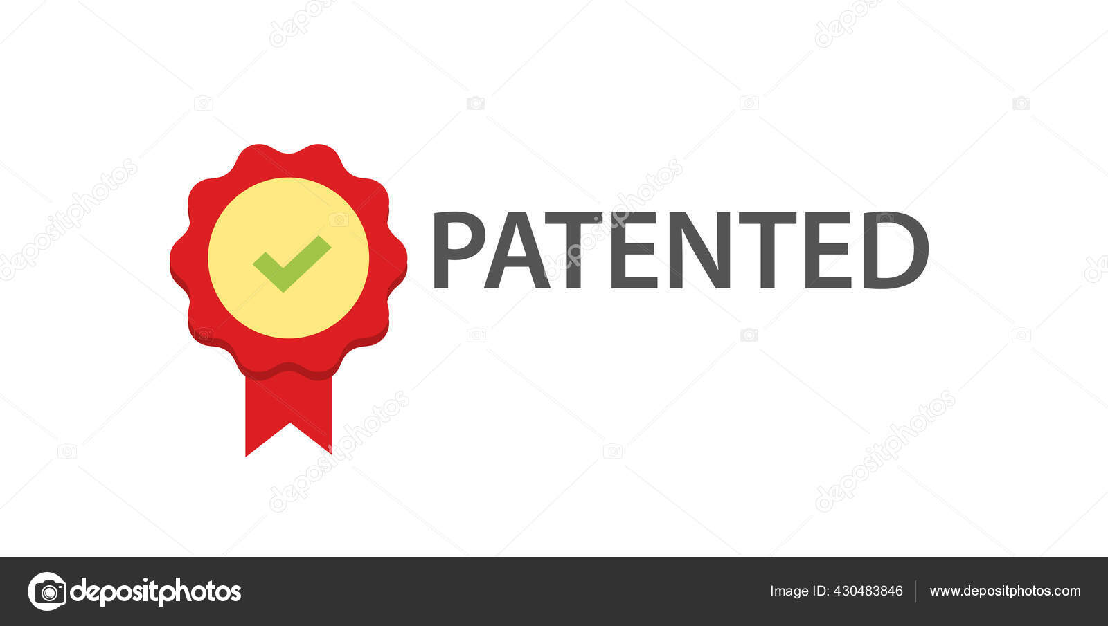 Vector de icono de sello de patente, idea de insignia de derechos de autor  de color, image size:1600x905