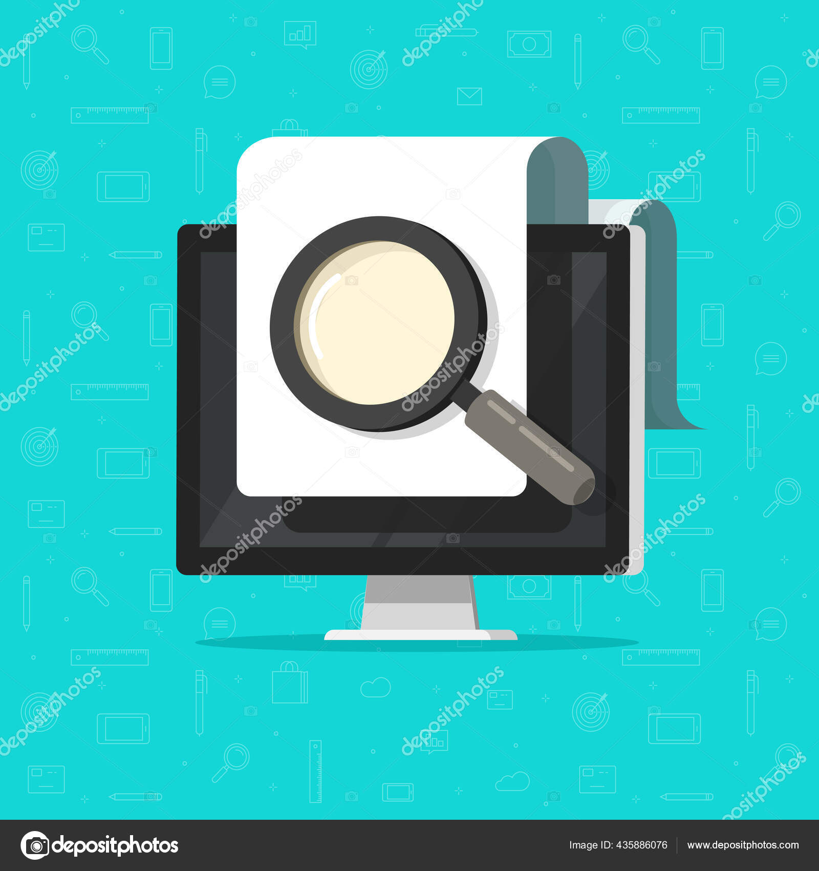 Online search illustration with magnifying glass