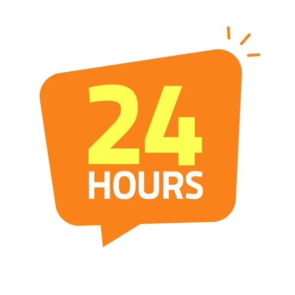 24 godziny ikona baner wektor ilustracja, 24 godziny otwarte tag lub pracy sklep etykieta usługi info naklejka — Wektor stockowy