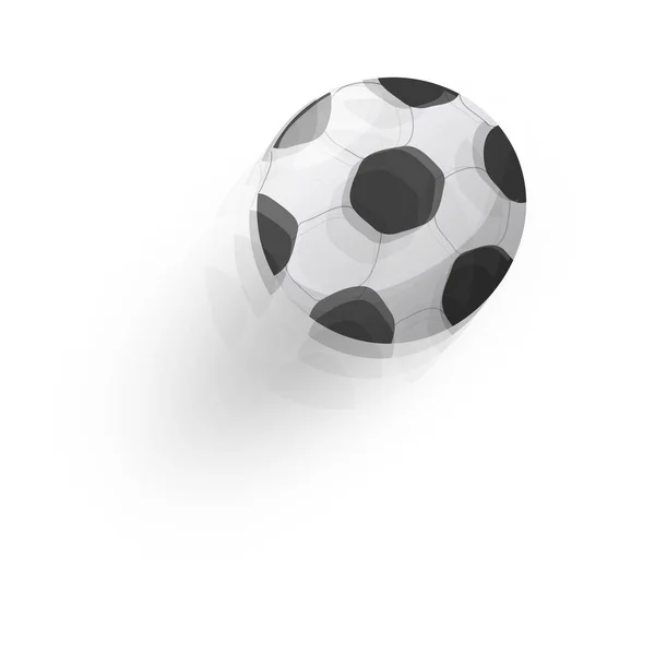 फुटबॉल या फुटबॉल गेंद फास्ट स्पीड वेक्टर फ्लैट कार्टून प्रतीक के साथ उड़ान भर रही है अलग क्लिपार्ट — स्टॉक वेक्टर
