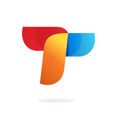 Letter T abstract logo element in red orange blue gradient color vector template design, elegant branding creative company symbol trendy modern style