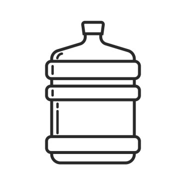 Teslimat ikonu vektörü için büyük bir şişe su ya da büyük şişelenmiş galon çizgisi ana hatları beyaz üzerine izole edilmiş sanat zirvesi