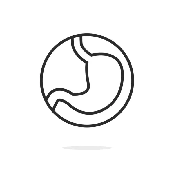Signo vectorial de forma de icono de estómago en estilo de trazo de contorno de arte en línea, idea de diseño de logotipo aislado en blanco — Archivo Imágenes Vectoriales