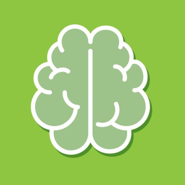 Beyin ikonu vektör çizgisi ana hatları düz çizgi film illüstrasyonu izole Clipart