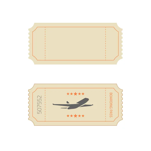 Πρότυπο εισιτηρίου σε vintage παλιό ρετρό στυλ ως κενό κενό διανυσματικό σχεδιασμό και κάρτα επιβίβασης παράδειγμα επίπεδη απεικόνιση κινουμένων σχεδίων απομονωμένη — Διανυσματικό Αρχείο