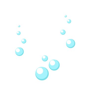 Çamaşır elementi için mavi kabarcıklar su vektörü izole edilmiş düz çizgi film klipleri