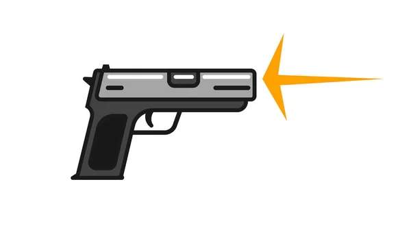 Pistola o pistola de tiro vector icono línea contorno arte dibujo animado plano ilustración aislado — Archivo Imágenes Vectoriales