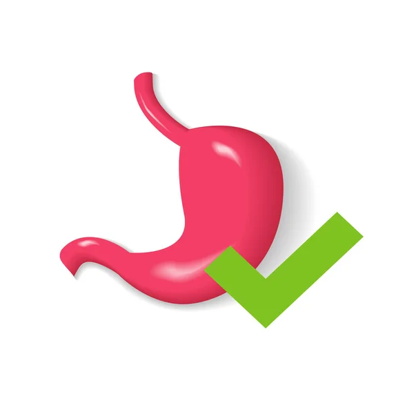 Icona del vettore di controllo sanitario dello stomaco o buon simbolo diagnostico gastro-medico illustrazione piatta del fumetto — Vettoriale Stock