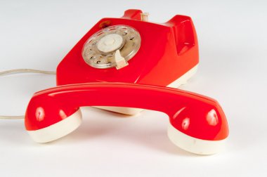 Retro turuncu telefon ile çevirmeli beyaz