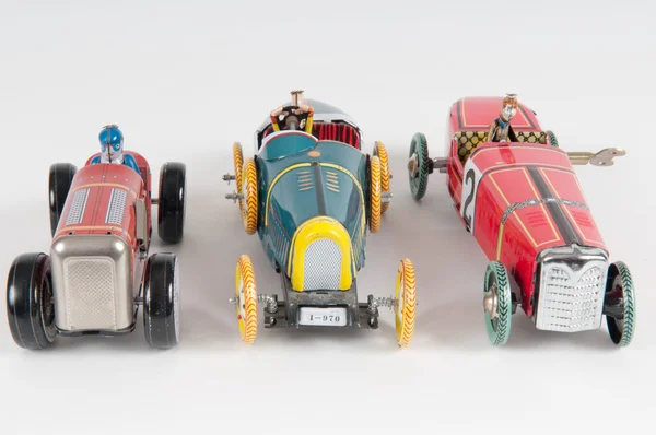 Três carros de brinquedo vintage — Fotografia de Stock