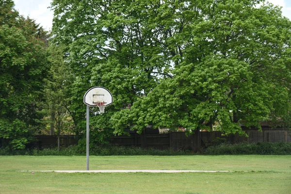 Canestro Basket Con Rete Campo Basket All Aperto — Foto Stock