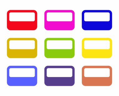 Set of colorful button frames. Rectangular picture frames of colorful set for your web design. Abstract colorful text frames on white background. Nine frames