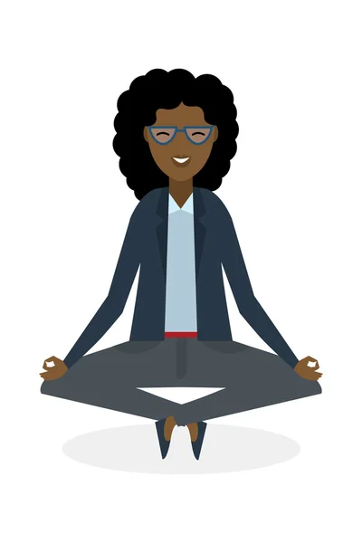 Businesswoman in lotus pose.