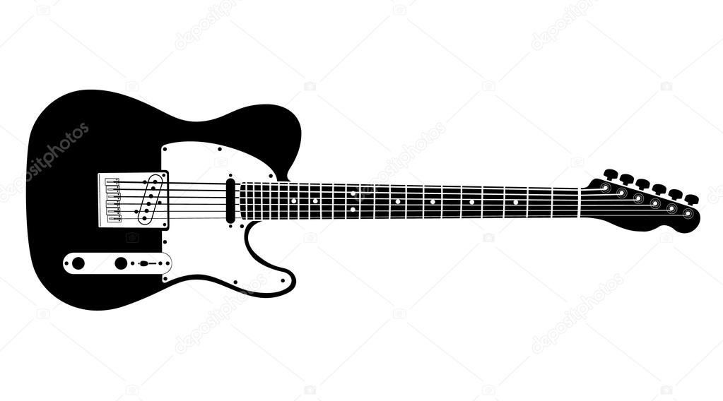 Black and white guitar. — Stock Vector ©