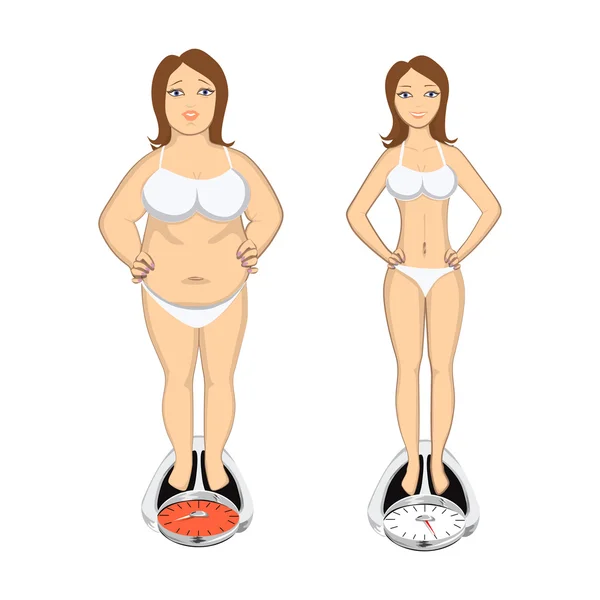 Before and after weight loss. Stock Illustration