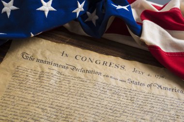 United States Declaration of Independence with vintage flag clipart