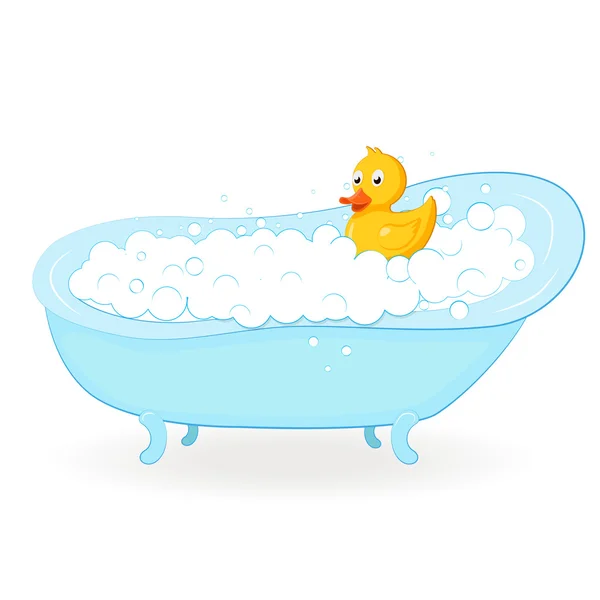 Canard en caoutchouc dans le bain. — Image vectorielle