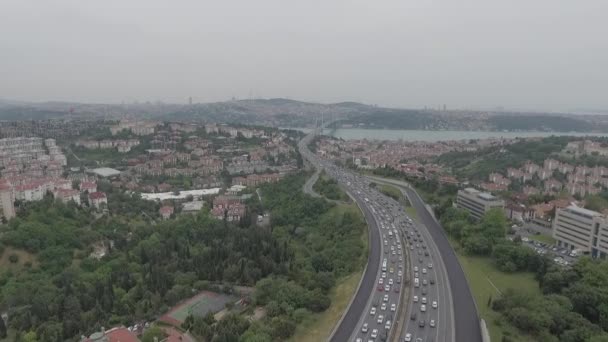 Istanbul drone Bosphorus Bogaz köprüsü — Stockvideo