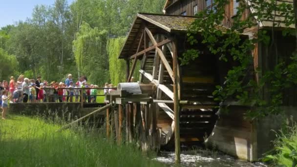 Le mouvement des lames en bois du moulin à eau — Video