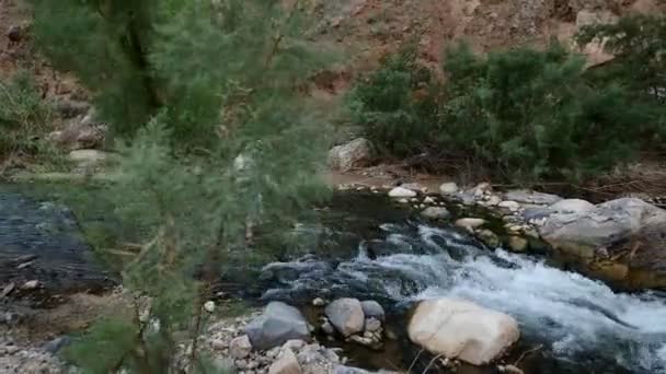 Judio pasa un pequeño río Swift . — Vídeos de Stock