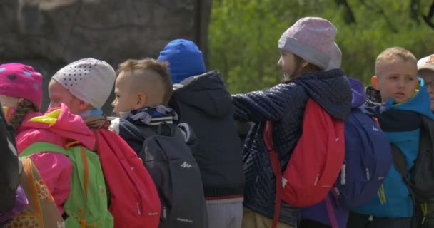 Los Niños en los viajes al Zoológico . — Vídeos de Stock