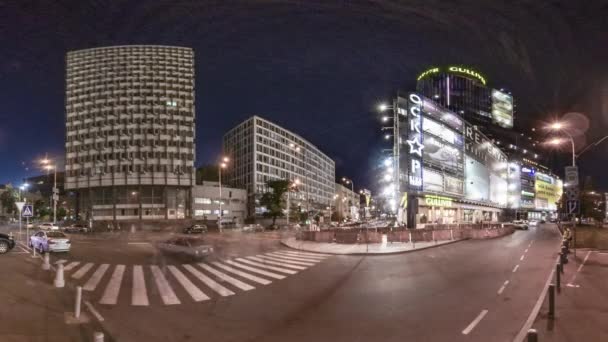 360 Grados Panorama Kiev Ucrania Por Noche — Vídeos de Stock