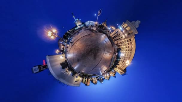 360 Gradi Panorama Kiev Ucraina Notte — Video Stock